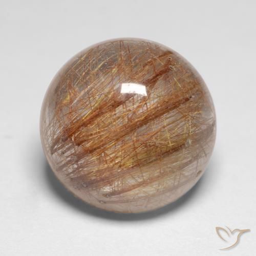 7.18ct Натуральный Очень светлый смуглый коричневый Рутиловый кварц, Круглый, Полупрозрачный