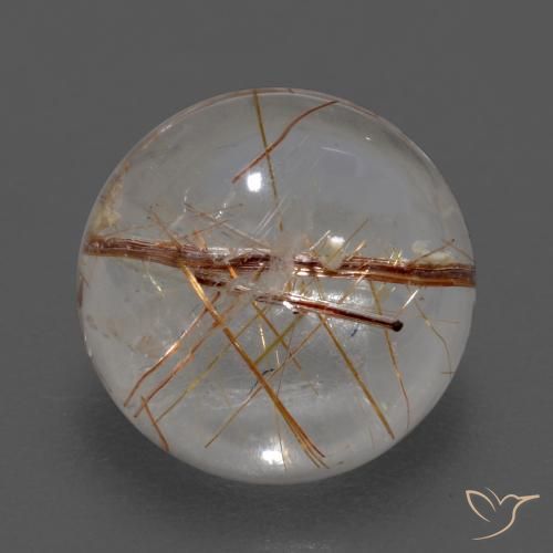 3.69ct Натуральный Очистить с коричневым Рутиловый кварц, Круглый, Прозрачный