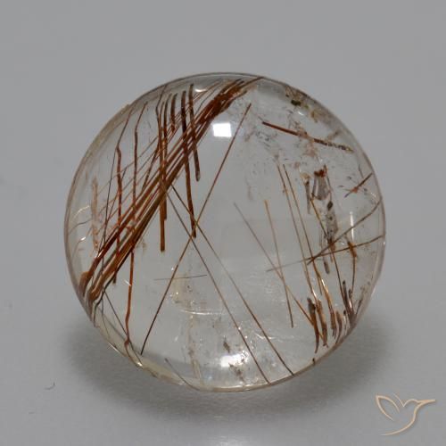 6.52ct Натуральный Очистить с коричневым Рутиловый кварц, Круглый, Прозрачный
