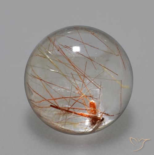 6.20ct Натуральный Очистить с медью Рутиловый кварц, Круглый, Прозрачный