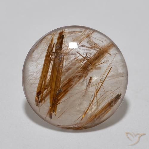 4.09ct Натуральный Очистить с коричневым Рутиловый кварц, Круглый, Прозрачный