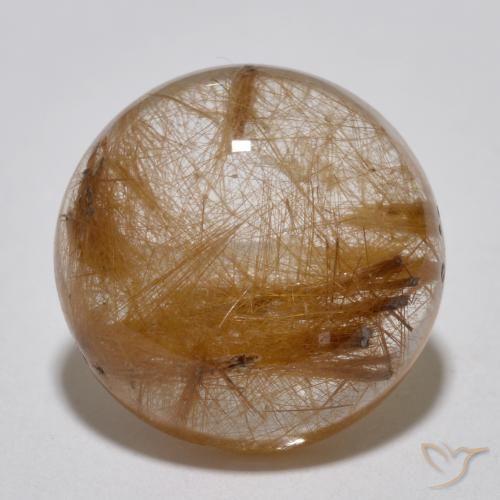 7.14ct Натуральный Очень светлый смуглый коричневый Рутиловый кварц, Круглый, Полупрозрачный