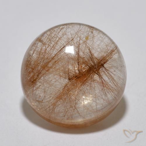6.99ct Натуральный Очень светлый смуглый коричневый Рутиловый кварц, Круглый, Полупрозрачный
