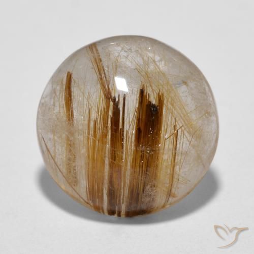 4.31ct Натуральный Теплый коричневый Рутиловый кварц, Круглый, Полупрозрачный