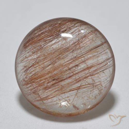 3.96ct Натуральный Светло-коричневая коричневая Рутиловый кварц, Круглый, Полупрозрачный
