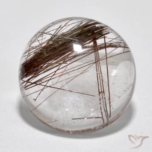 6.95ct Натуральный Очистить с коричневым Рутиловый кварц, Круглый, Прозрачный