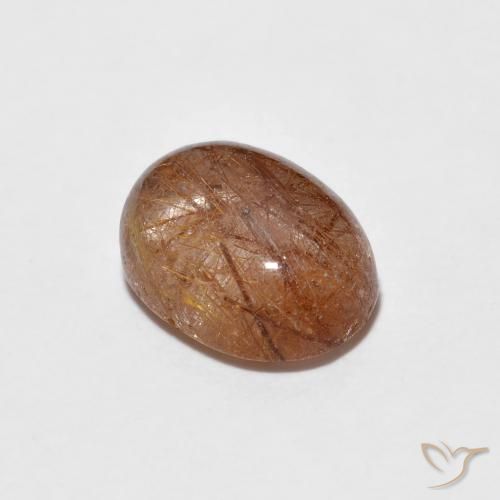 1.76ct Натуральный Темно-красновато-оранжевый Рутиловый кварц, Овал, Прозрачный