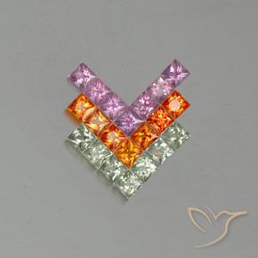 3.25ctw Натуральный Многоцветный Сапфир, Квадрат, VVS-VS