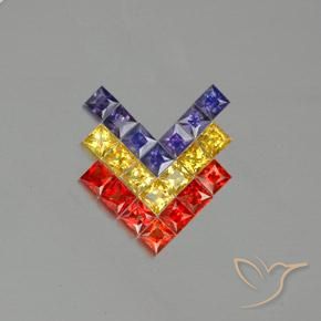 3.08ctw Натуральный Многоцветный Сапфир, Квадрат, VVS-VS