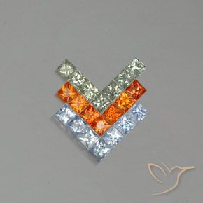 2.90ctw Натуральный Многоцветный Сапфир, Квадрат, VVS-VS