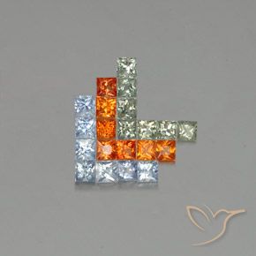 2.90 карата, натуральный Многоцветный Сапфир, Квадрат, VVS-VS