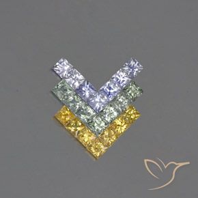 2.84ctw Натуральный Многоцветный Сапфир, Квадрат, VVS-VS