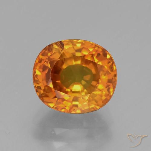 3.06ct Натуральный Ярко-оранжевый Сапфир, Овал, VS-SI