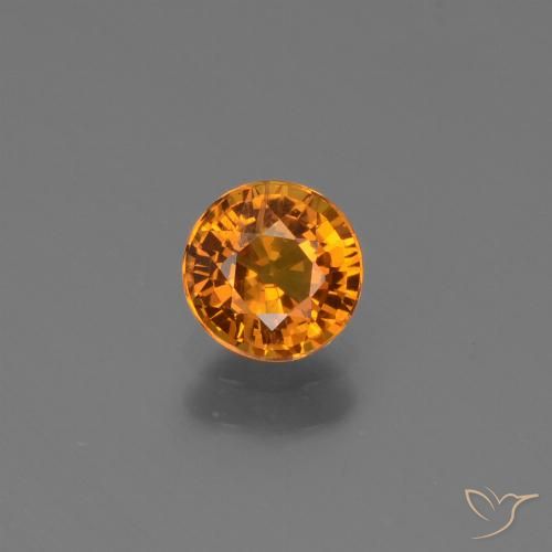 0.67ct Натуральный Средне-темно-оранжевый Сапфир, Круглый, VS-SI