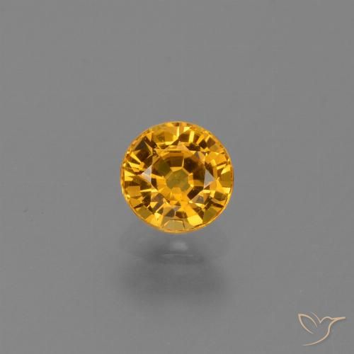 0.74ct Натуральный Темно-золотой апельсин Сапфир, Круглый, VVS-VS
