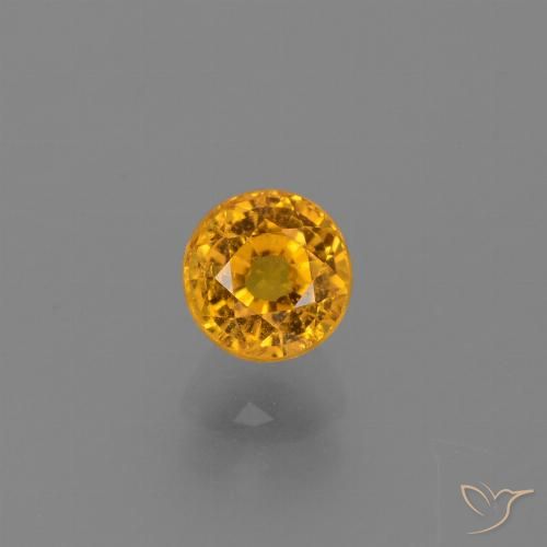 0.84ct Натуральный Глубокий оранжево-золотой Сапфир, Круглый, Чистота VS