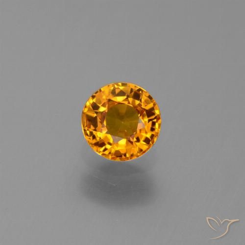 0.67ct Натуральный Глубокий оранжево-золотой Сапфир, Круглый, Чистота VS