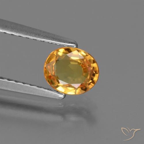 0.73ct Натуральный Темно-оранжево-золотой Сапфир, Овал, Чистота VS