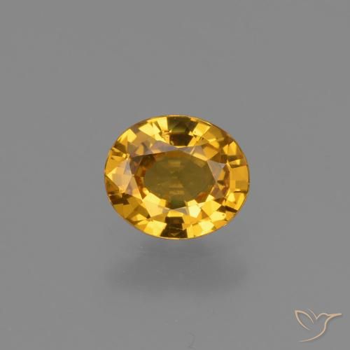 0.61ct Натуральный Темно-золотой апельсин Сапфир, Овал, Чистота VS