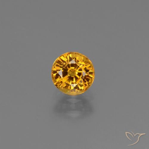 0.74ct Натуральный Темно-оранжево-золотой Сапфир, Круглый, Чистота VS