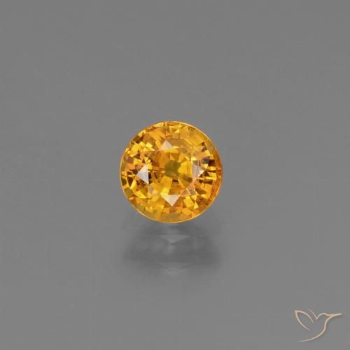 0.77ct Натуральный Темно-оранжево-золотой Сапфир, Круглый, Чистота VS