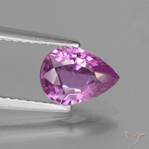 1.48ct Натуральный Интенсивный розовато-фиолетовый Сапфир, Форма груши, Чистота VS