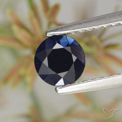 0.62ct Натуральный Темно-синий Сапфир, Круглый, Чистота VVS