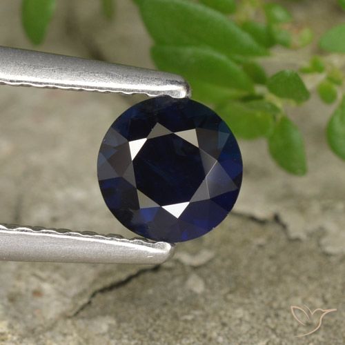 0.56ct Натуральный Темно-синий Сапфир, Круглый, Чистота VS