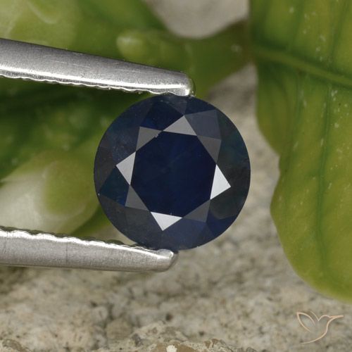 0.61ct Натуральный Темно-синий Сапфир, Круглый, Чистота VS