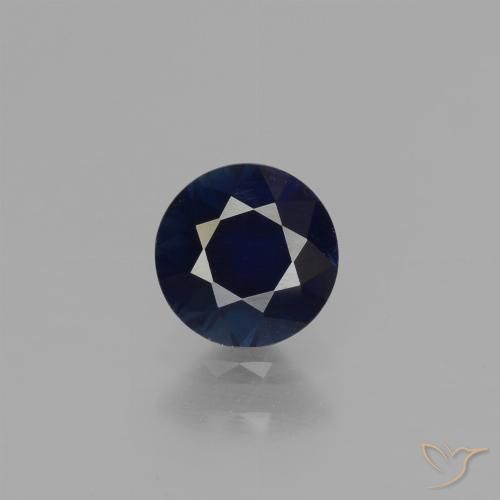 0.68ct Натуральный Темно-синий Сапфир, Круглый, Чистота VVS