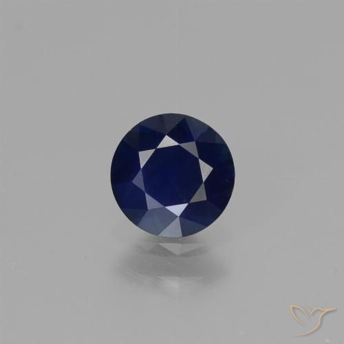 0.62ct Натуральный Темно-синий Сапфир, Круглый, Чистота VVS