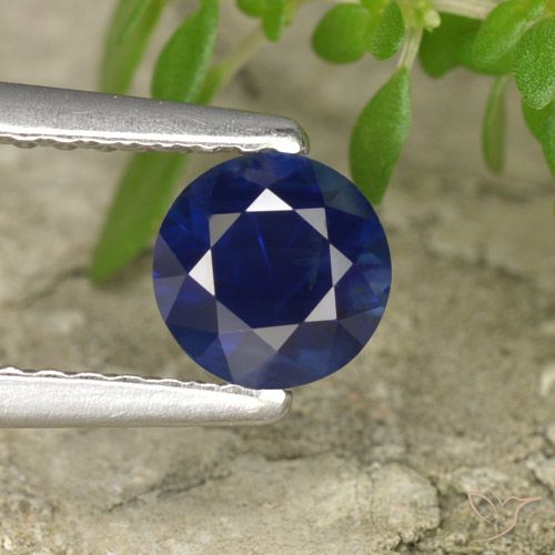 0.60ct Натуральный Темно-синий Сапфир, Круглый, Чистота VS