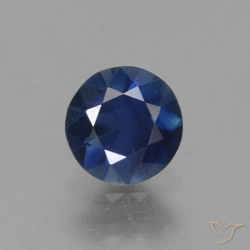 0.77ct Натуральный Темно-синий Сапфир, Круглый, Чистота VS