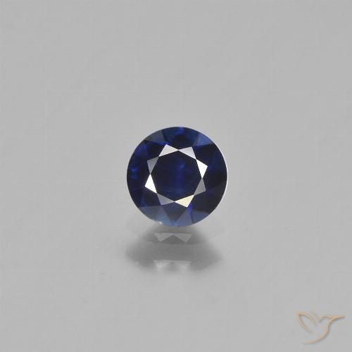 0.66ct Натуральный Темно-синий Сапфир, Круглый, Чистота VS