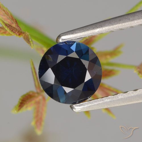 0.66ct Натуральный Темно-синий Сапфир, Круглый, Чистота VVS