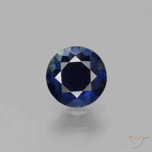 0.78ct Натуральный Темно-синий Сапфир, Круглый, Чистота VVS