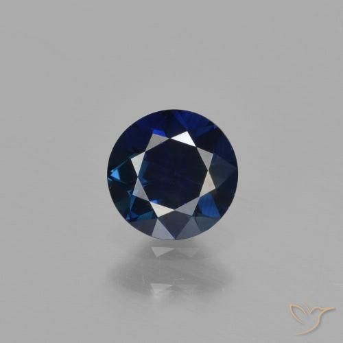 0.55ct Натуральный Темно-синий Сапфир, Круглый, VVS-VS