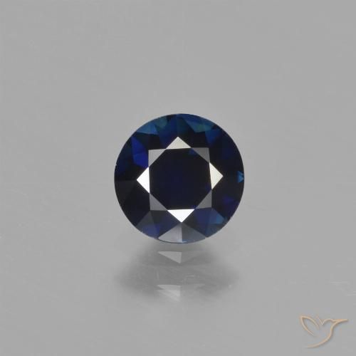 0.76ct Натуральный Темно-синий Сапфир, Круглый, VVS-VS