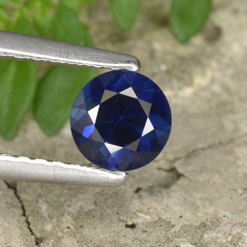 0.58ct Натуральный Сумеречный синий Сапфир, Круглый, VVS-VS