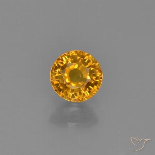 0.59ct Натуральный Темно-оранжево-золотой Сапфир, Круглый, Чистота VVS