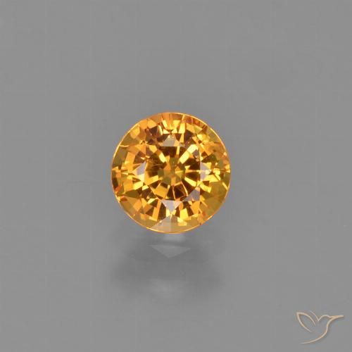 0.67ct Натуральный Интенсивный апельсин Сапфир, Круглый, Чистота VVS