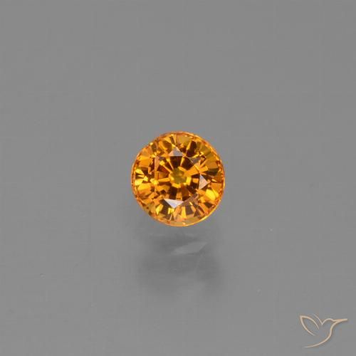 0.67ct Натуральный Интенсивный апельсин Сапфир, Круглый, VVS-VS