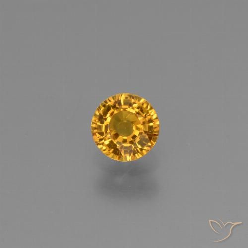0.61ct Натуральный Оранжево-золотой Сапфир, Круглый, VVS-VS