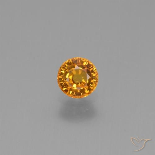 0.60ct Натуральный Абрикос Апельсин Сапфир, Круглый, VVS-VS