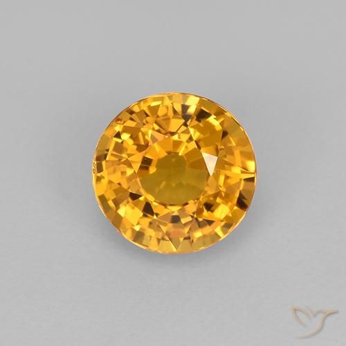 0.83ct Натуральный Темно-золотой апельсин Сапфир, Круглый, VVS-VS