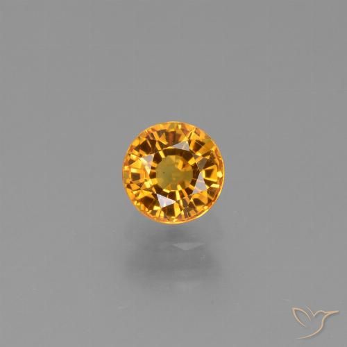 0.90ct Натуральный Глубокий оранжево-золотой Сапфир, Круглый, VVS-VS