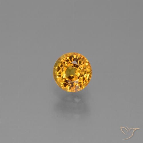 0.72ct Натуральный Темно-оранжево-золотой Сапфир, Круглый, VVS-VS
