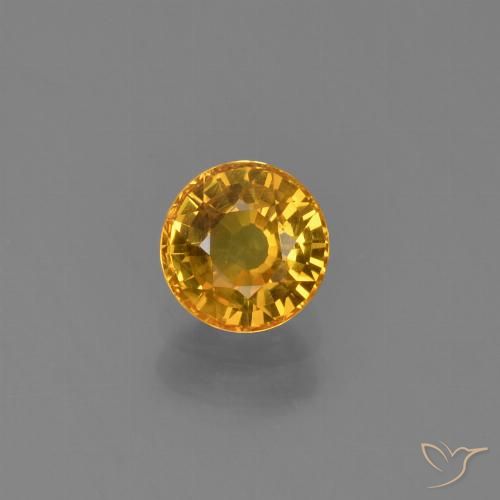 0.70ct Натуральный Темно-золотой апельсин Сапфир, Круглый, VVS-VS