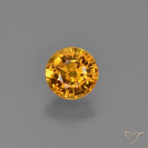 0.70ct Натуральный Глубокий оранжево-золотой Сапфир, Круглый, VVS-VS