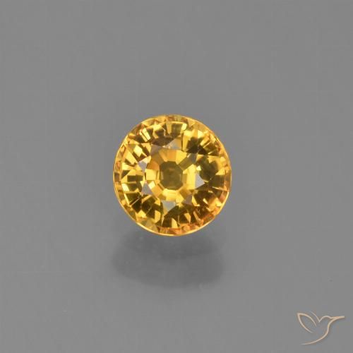 0.62ct Натуральный Темно-золотой апельсин Сапфир, Круглый, VVS-VS
